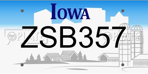 ZSB357 Iowa License Plate