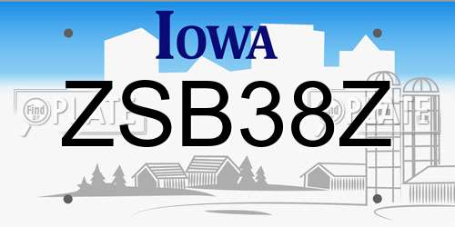 ZSB38Z Iowa License Plate