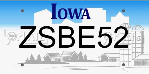 ZSBE52 Iowa License Plate