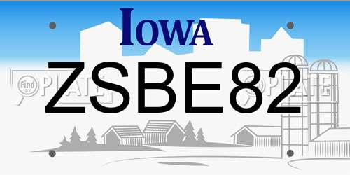ZSBE82 Iowa License Plate