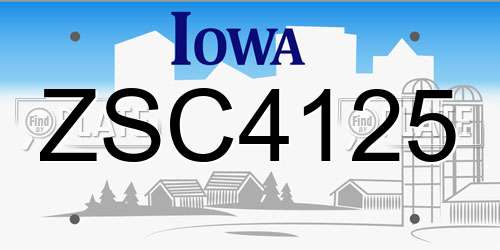 ZSC4125 Iowa License Plate