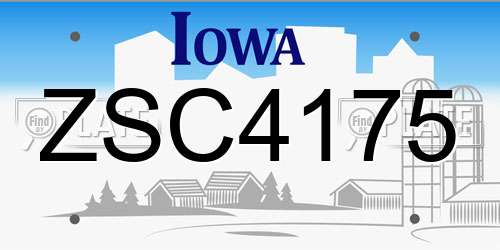ZSC4175 Iowa License Plate