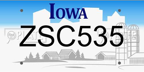 ZSC535 Iowa License Plate