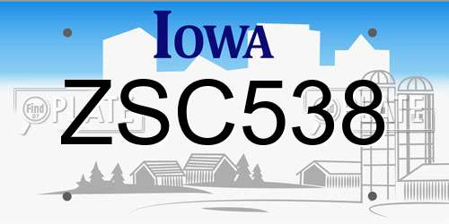 ZSC538 Iowa License Plate