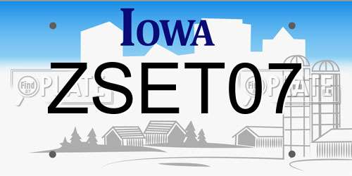 ZSET07 Iowa License Plate