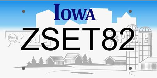 ZSET82 Iowa License Plate