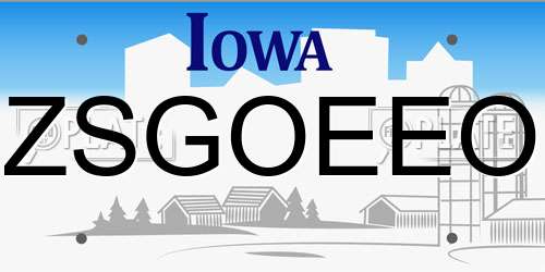 ZSGOEEO Iowa License Plate