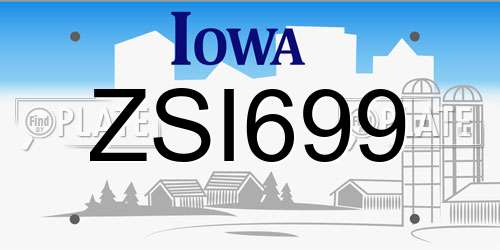 ZSI699 Iowa License Plate