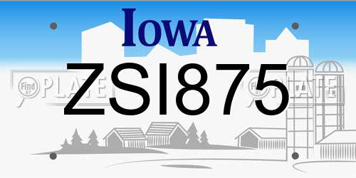 ZSI875 Iowa License Plate