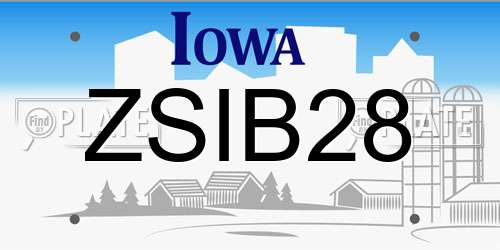 ZSIB28 Iowa License Plate