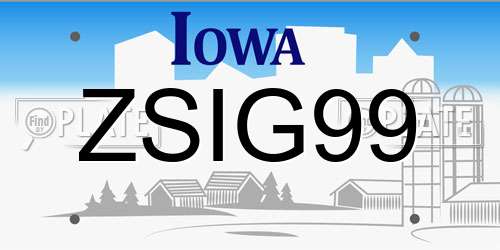 ZSIG99 Iowa License Plate