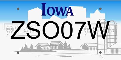ZSO07W Iowa License Plate