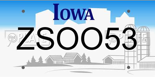 ZSOO53 Iowa License Plate