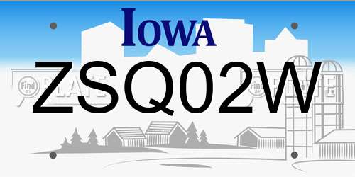 ZSQ02W Iowa License Plate