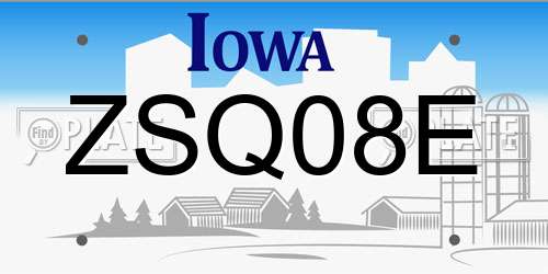 ZSQ08E Iowa License Plate