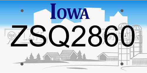 ZSQ2860 Iowa License Plate