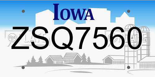 ZSQ7560 Iowa License Plate