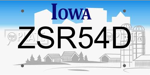ZSR54D Iowa License Plate
