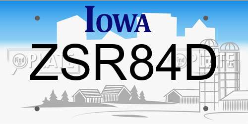 ZSR84D Iowa License Plate