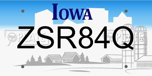 ZSR84Q Iowa License Plate