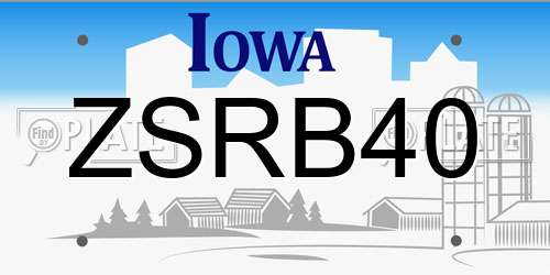 ZSRB40 Iowa License Plate