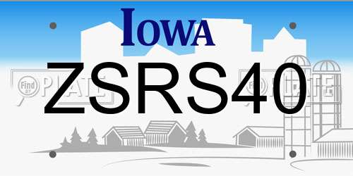 ZSRS40 Iowa License Plate
