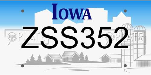 ZSS352 Iowa License Plate