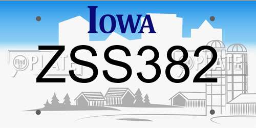 ZSS382 Iowa License Plate