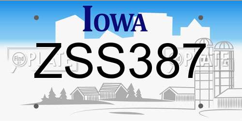 ZSS387 Iowa License Plate