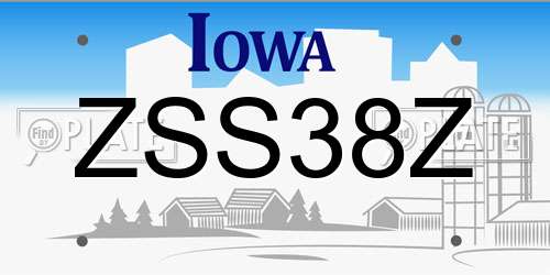 ZSS38Z Iowa License Plate