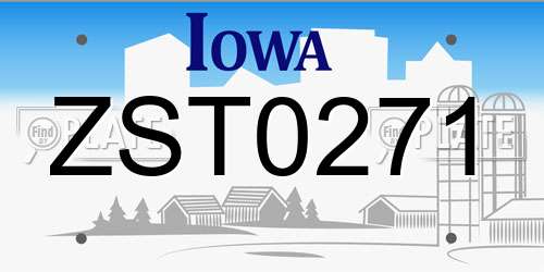 ZST0271 Iowa License Plate