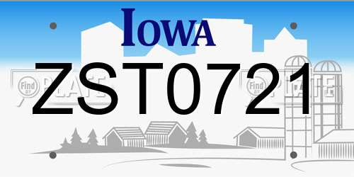 ZST0721 Iowa License Plate