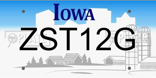 ZST12G Iowa License Plate