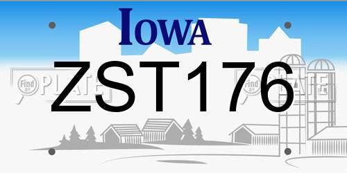 ZST176 Iowa License Plate