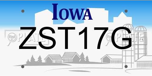 ZST17G Iowa License Plate