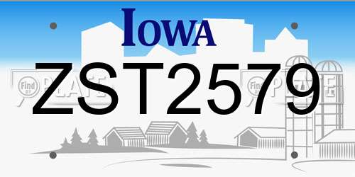 ZST2579 Iowa License Plate