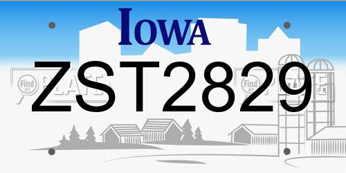 ZST2829 Iowa License Plate
