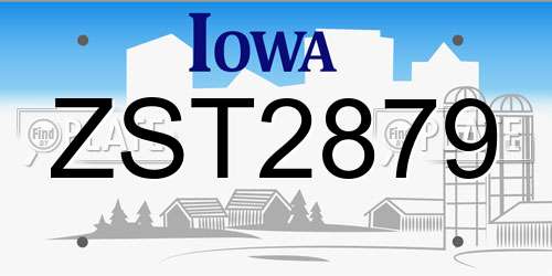 ZST2879 Iowa License Plate