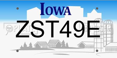 ZST49E Iowa License Plate