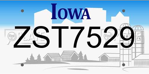 ZST7529 Iowa License Plate