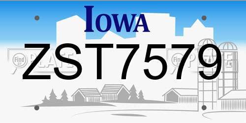 ZST7579 Iowa License Plate