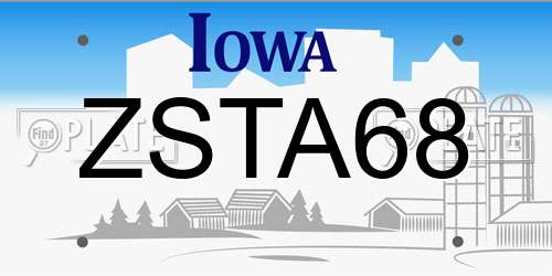ZSTA68 Iowa License Plate