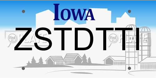 ZSTDTTI Iowa License Plate