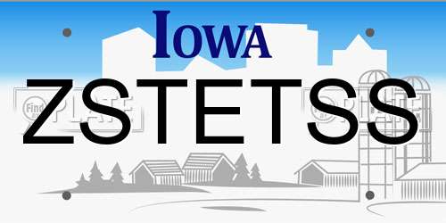 ZSTETSS Iowa License Plate