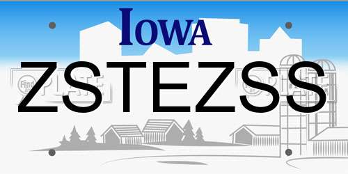 ZSTEZSS Iowa License Plate