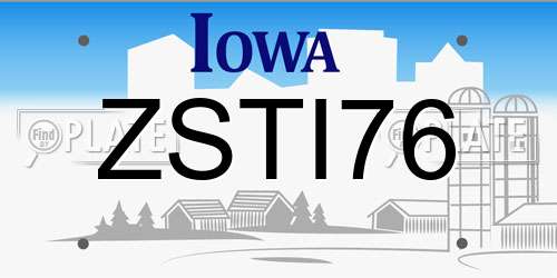 ZSTI76 Iowa License Plate