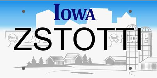 ZSTOTTI Iowa License Plate