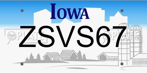 ZSVS67 Iowa License Plate
