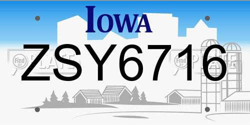 ZSY6716 Iowa License Plate