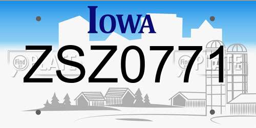 ZSZ0771 Iowa License Plate
